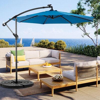 Parasol de terrasse 10 pi à DEL solaire, To Elements - Bleu foncé
