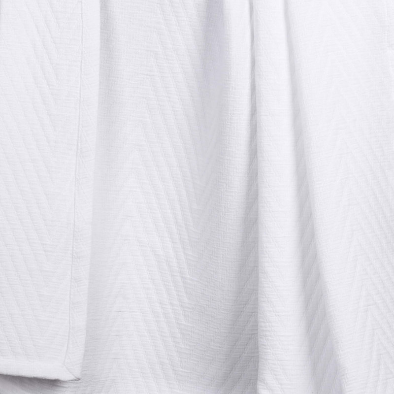 White Cotton Chevron Woven Throw Coverlet