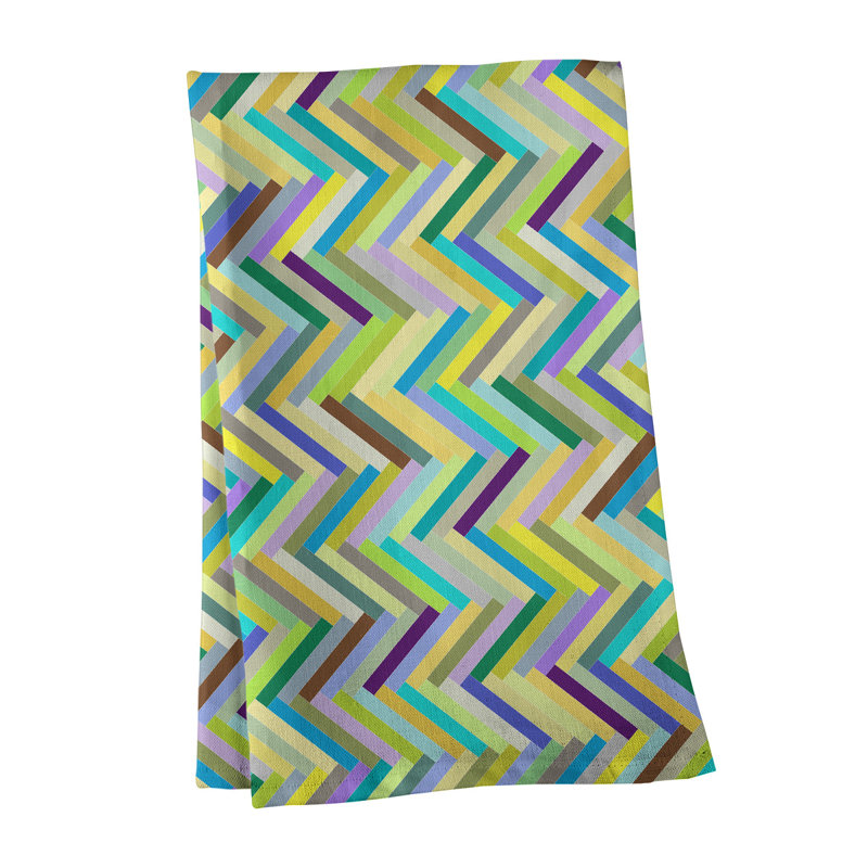 Torchon Herringbone, Vert lime, Sergé de coton