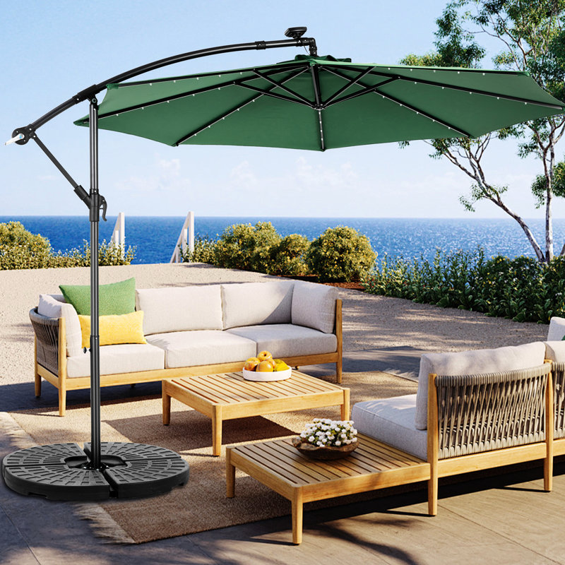 Solar-Powered 10Ft Patio Umbrella - Dark , 40 Built-In For Outdoor Enjoyment 10Ft With Solar Lights Detachable Pole Easy Storage In Garden And Lawn