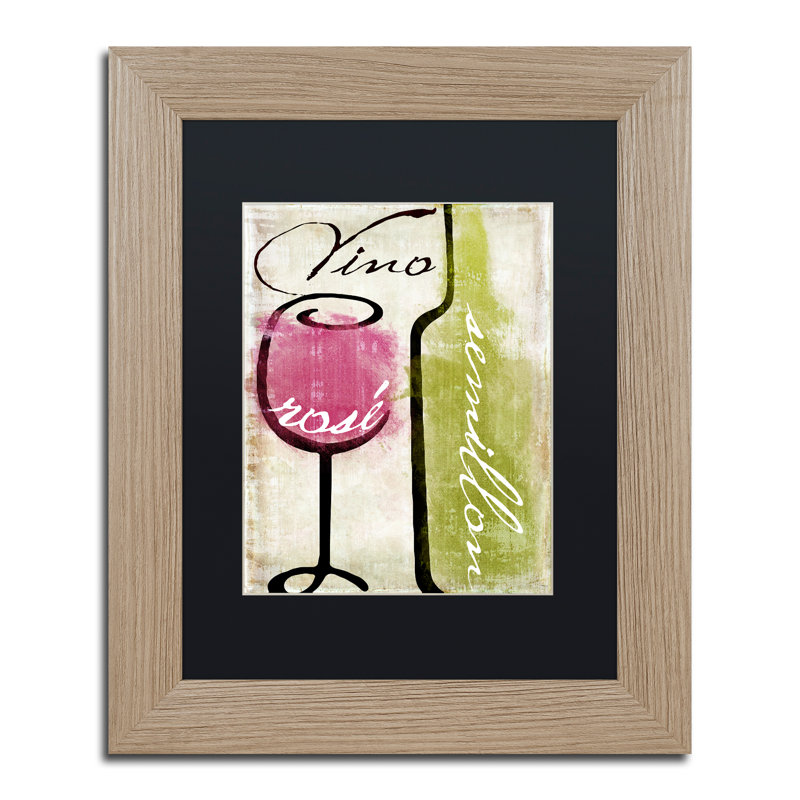 Vertical Framed Canvas Art with Wine Glass and Bottle