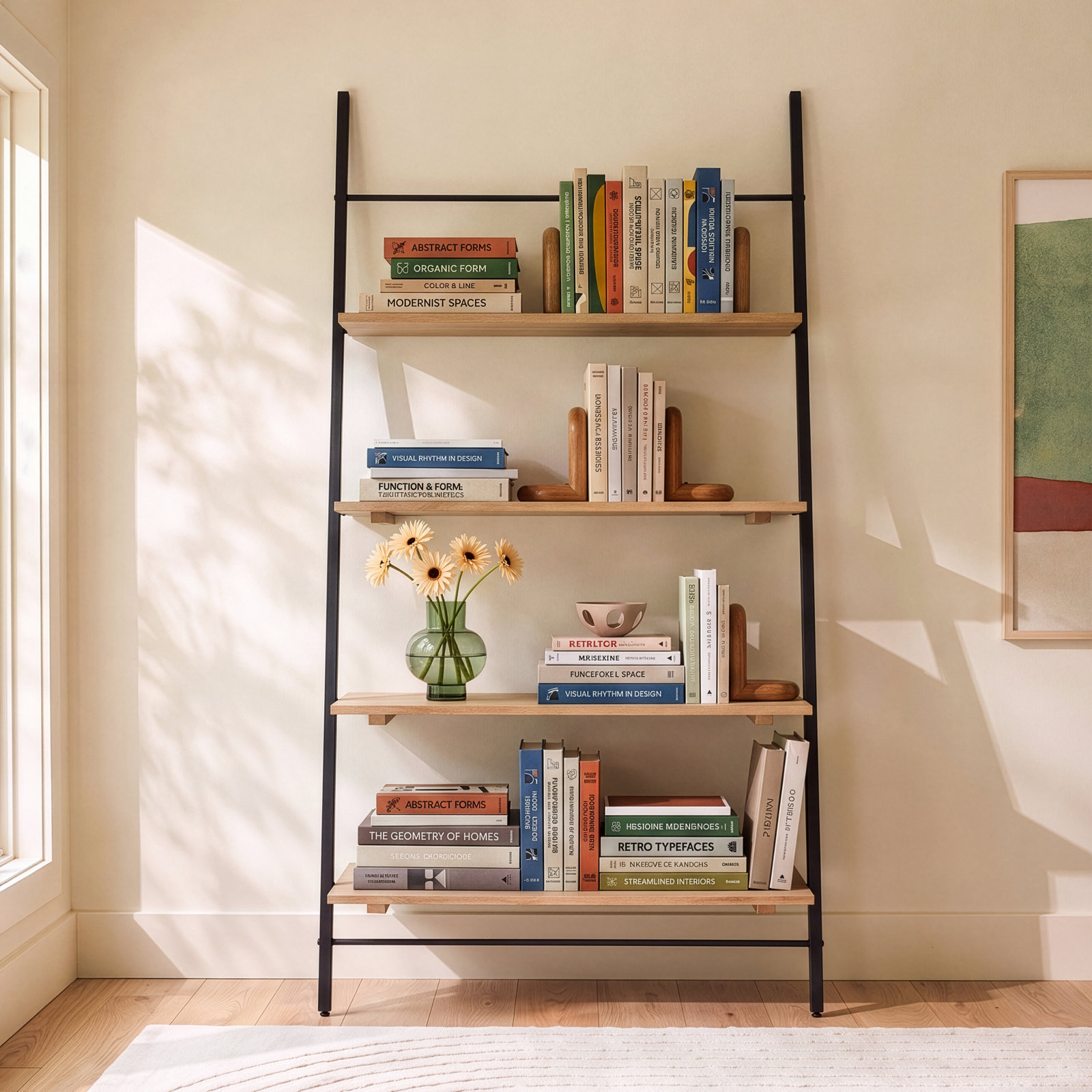 Innes Narrow Ladder Bookcase, (4 Shelves) 74" H x 42" W x 18" D, Natural