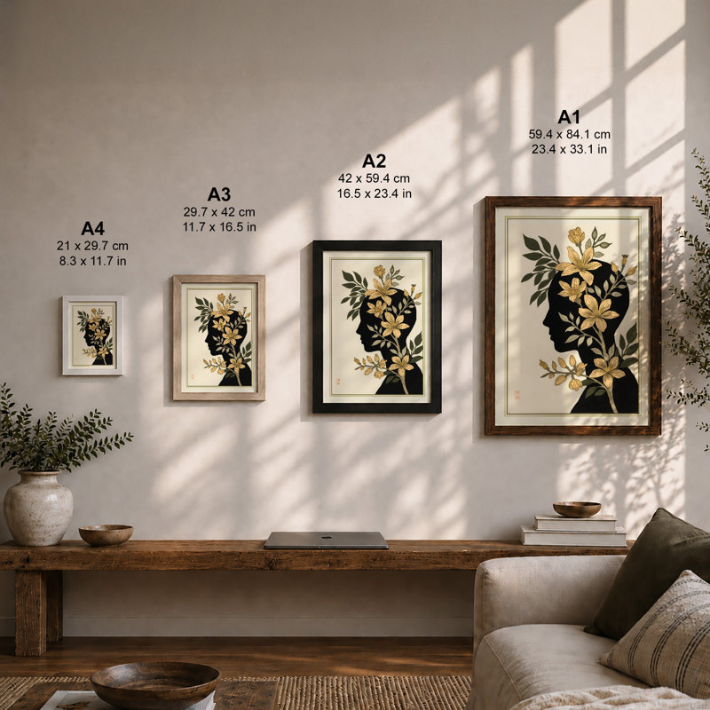 Mind in Bloom Botanical - Framed Print, A2 - 59.4 x 42.0 cm, Walnut