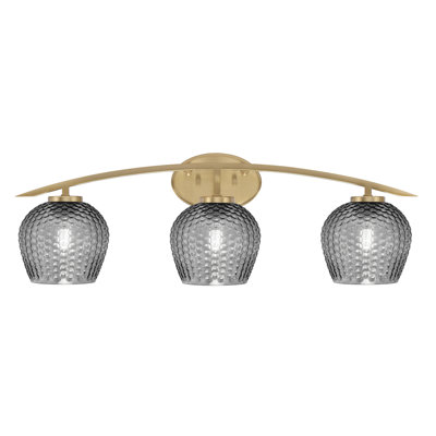 Kurve 3 Light Bath Bar With 6" Textured Glass