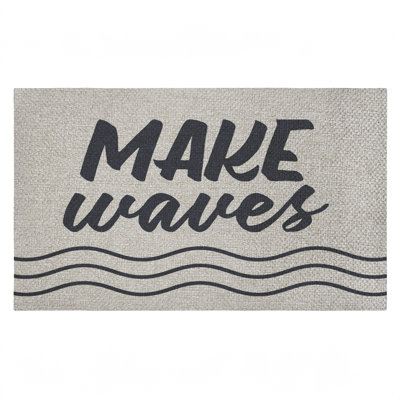 Make Waves Navy Blue Outdoor Door Mat, design by Lettered and Lined, 18"x30"