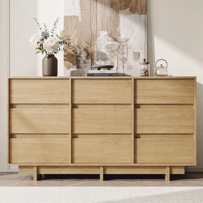 Commode 9 tiroirs Catarina, Chêne