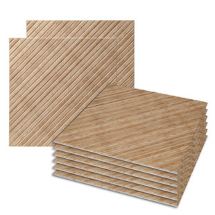 Paquet de 8 panneaux muraux de 23,6 po x 23,6 po, panneaux insonorisants en fibre pour animaux de compagnie, panneaux de réduction de bruit à texture de bois, panneaux décoratifs auto-adhésifs pour mur et plafond, Home Studio, chambre à coucher, bure