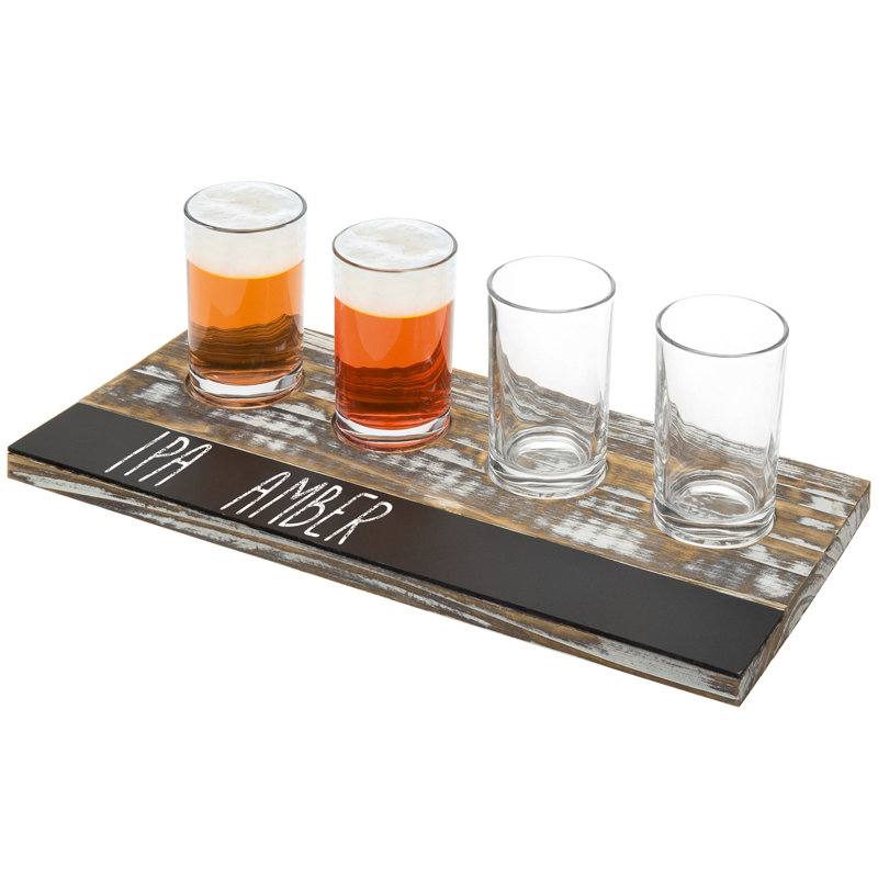 4 Piece 207ml Glass Beer Flight Set, Torched
