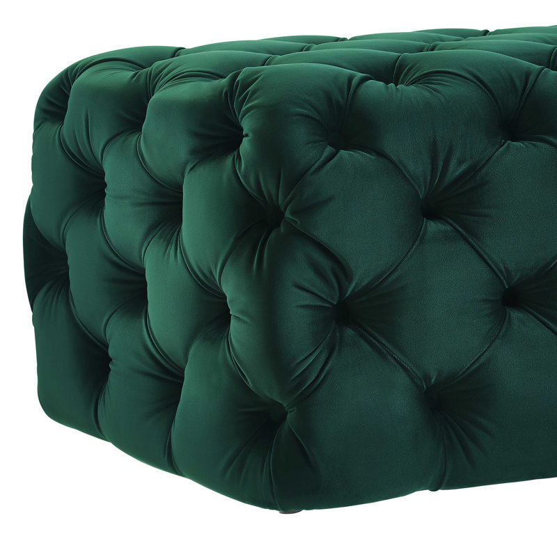 125cm Wide Velvet Tufted Rectangle Standard Ottoman, Green