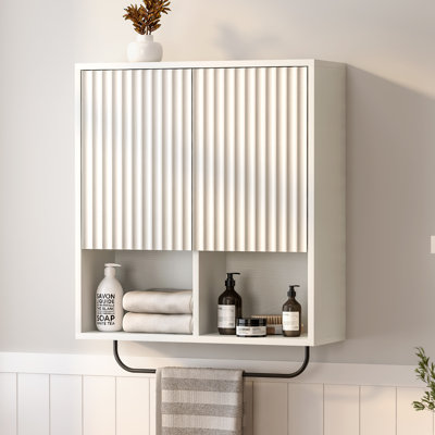Armoire de salle de bain cannelée, armoire de rangement coulissante pour porte de grange - tablette de rangement réglable pour la salle de bain et la cuisine