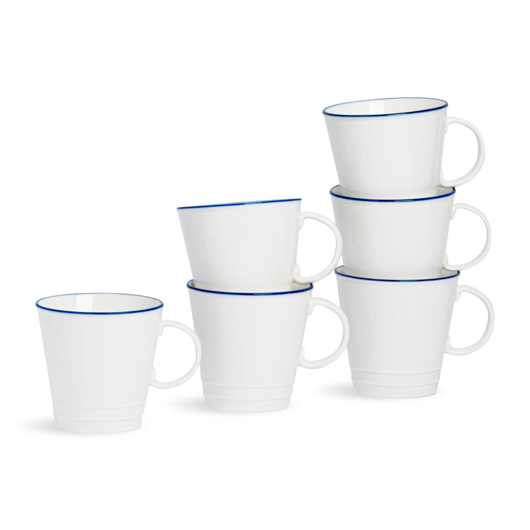 B&Q - 350Ml Farmhouse MugsSet Of 6 Porcelain Tea & Coffee Cups Rustic Vintage Cottage Style Kitchen Drinking Mugs - Image 4