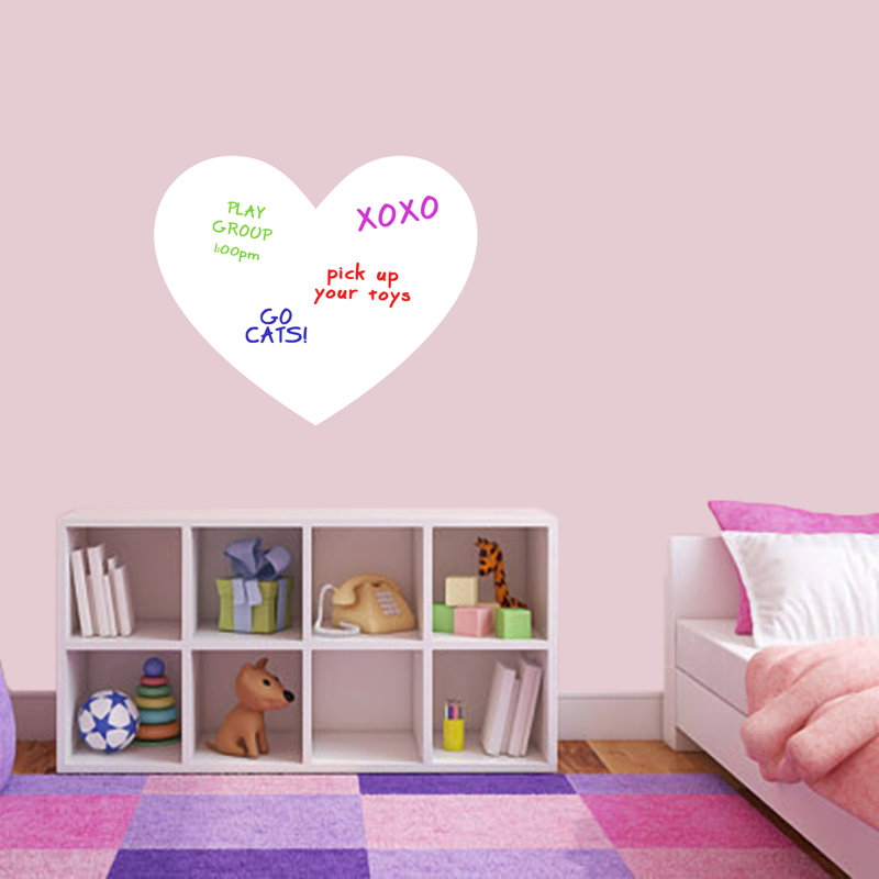 Décalcomanie murale à coeur blanc, H 20 po x l 14 po