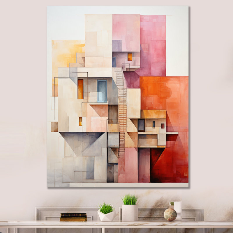 Fetulla Constructivism Constructed Horizons I - Print on Canvas, 32" H x 16" W x 1" D, Wrapped Canvas