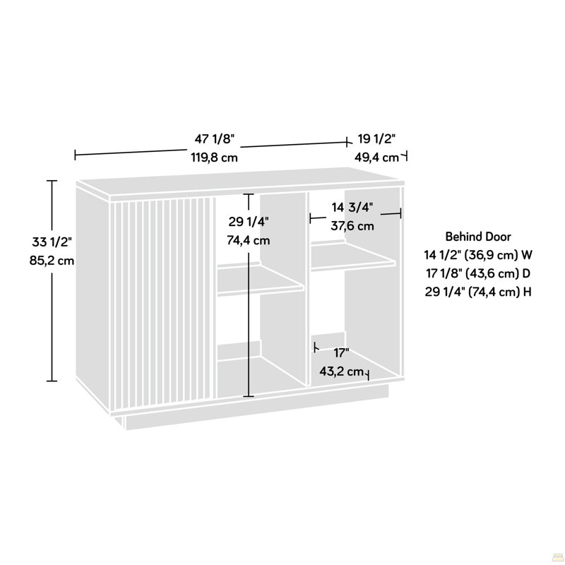 Armoire de rangement décorative avec tablettes réglables, finition grise