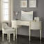 Fauteuil de chambre pivotant à 1 place en similicuir beige capitonné pour siège de meuble-lavabo de chambre-423318395