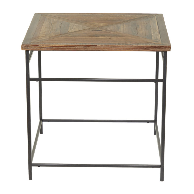 Table d'appoint en métal avec plateau en bois brun Alones