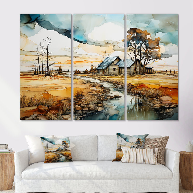 Tarquility In The Countryside IV - Ensemble d'art mural sur toile de ferme, Toile tendue, H 32 po x l 48 po x P 1 po