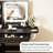 Vanity Desk Set With Led Lighted Mirror & Power Outlet, Makeup Table Top with 3 Open Bookcases, 3 Cubbies, 2 Drawers, Dresser Table for Bedroom, Checkroom-1244200109