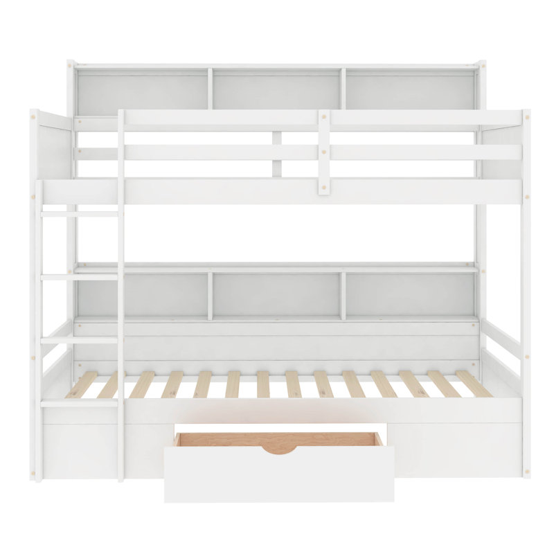 Gesko Kids Twin Over Twin Bunk Bed with Drawers, White