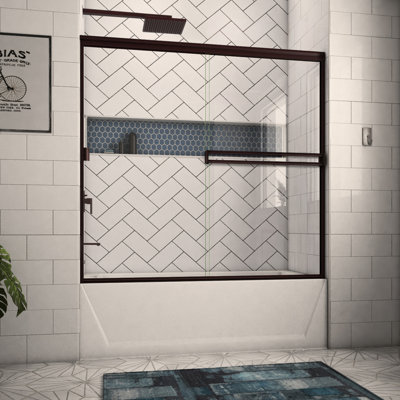 - W x 54.75'' H Bypass Door Semi-Frameless Tub Door with