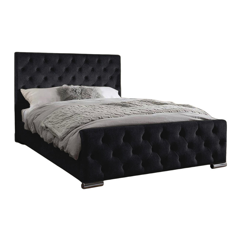 Carlos Upholstered Bed Frame, Single (3'), Black