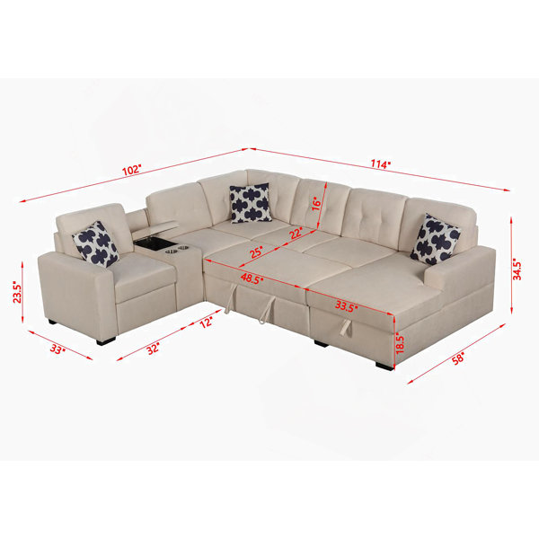 Latitude Run® Multifunctional Modular L-Shaped Sectional Sofa With ...