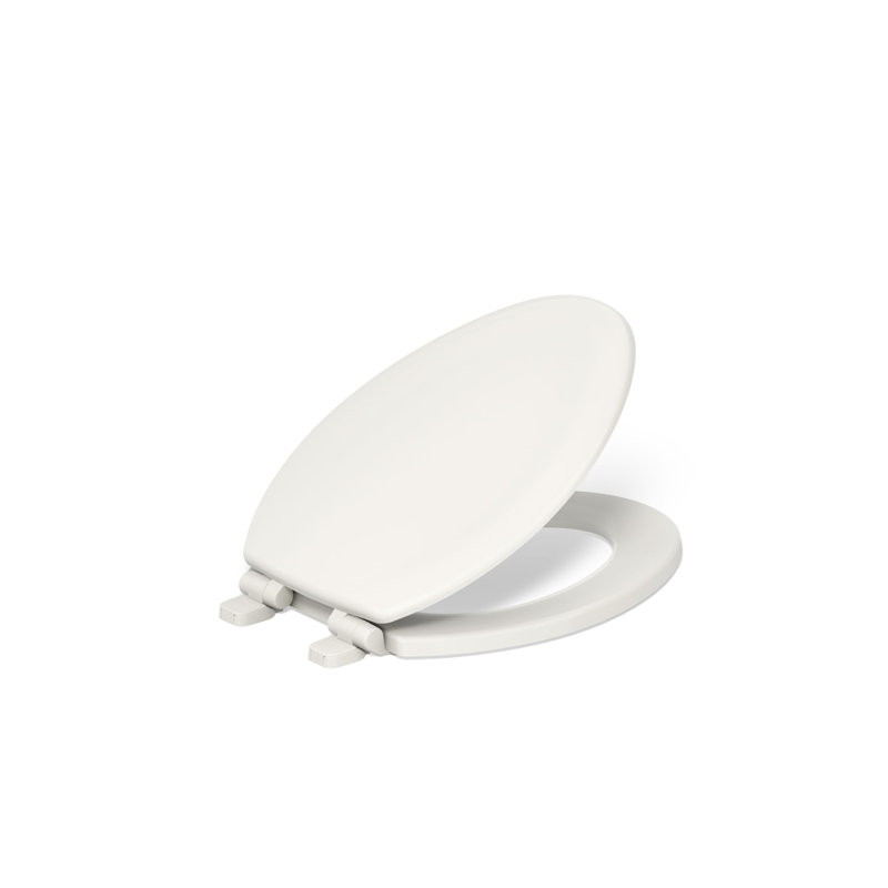 Stonewood Quiet-Close Compression-Molded Wood Toilet Seat, Biscuit, Elongated