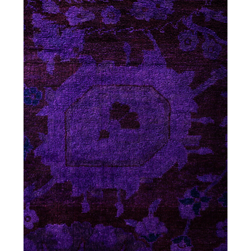 Overdyed Hand-Knotted Wool Modern-Contemporary Purple Area Rug 9' 2" x 12' 0"