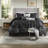 Elegant Black 7-piece Bedding Set, Polyester Tufted Comfort For Cal King