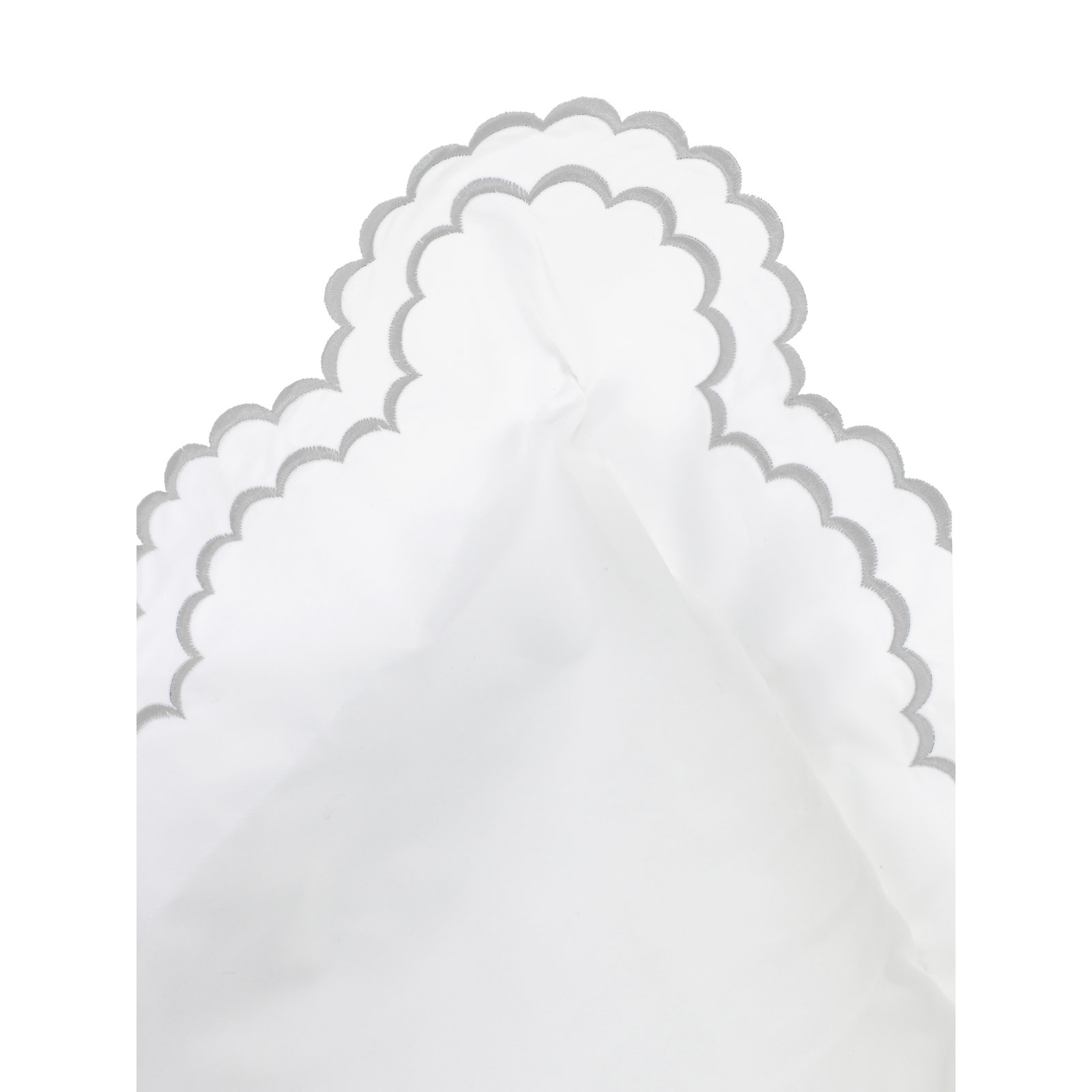 Berrada Double Scalloped 100% Cotton Zip Sham, Gray