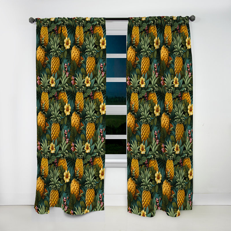 Pineapple Delight - motif tropical I - Rideau tropical - Velours obscurcissant - 1 panneau, L 52 po x L 90 po