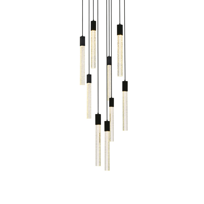 Luminaire suspendu rectangulaire à 9 lumières Aliha, Noir
