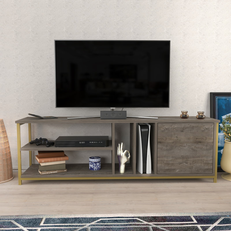Marque TV Stand for TVs up to 70", Gold/Dark Oak