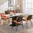 Of 2 Mid Century Modern Dining Chairs, Orange Pu Fabric, Walnut , Metal Legs, Ergonomic & Fashionable For Kitchen Office Style Leather, Back, Design With Adjustable Back Custom Fit