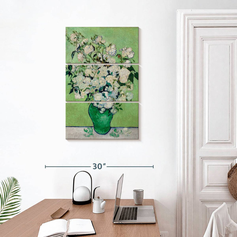 Harnek un vase de roses, H 32 po x l 20 po
