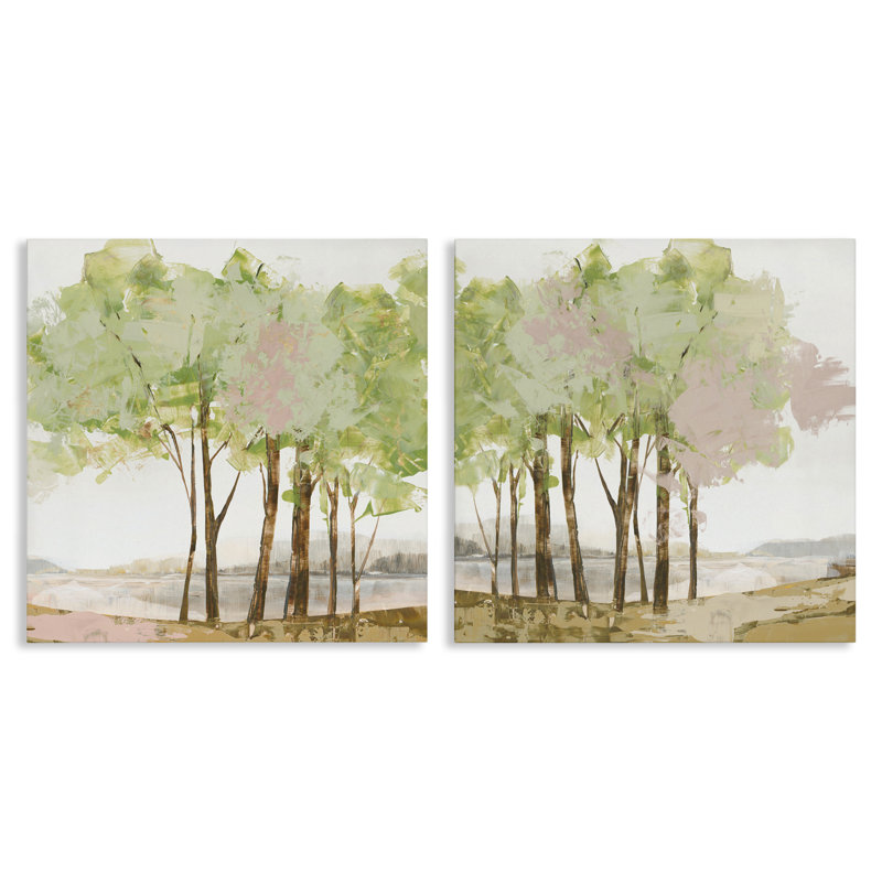 Ensemble de 2 toiles Idyllic Spring Awakening, design par Ian C., H 17 po x l 17 po