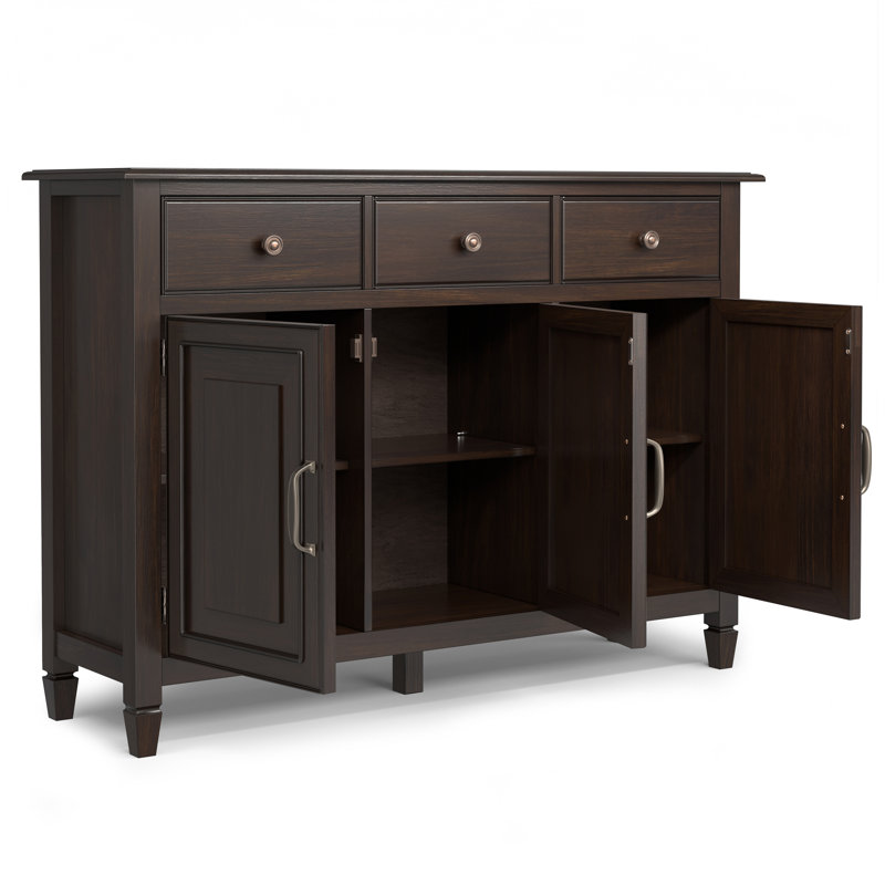Armoire de rangement en bois massif 51 po à 3 tablettes avec 3 tiroirs de rangement Connaught