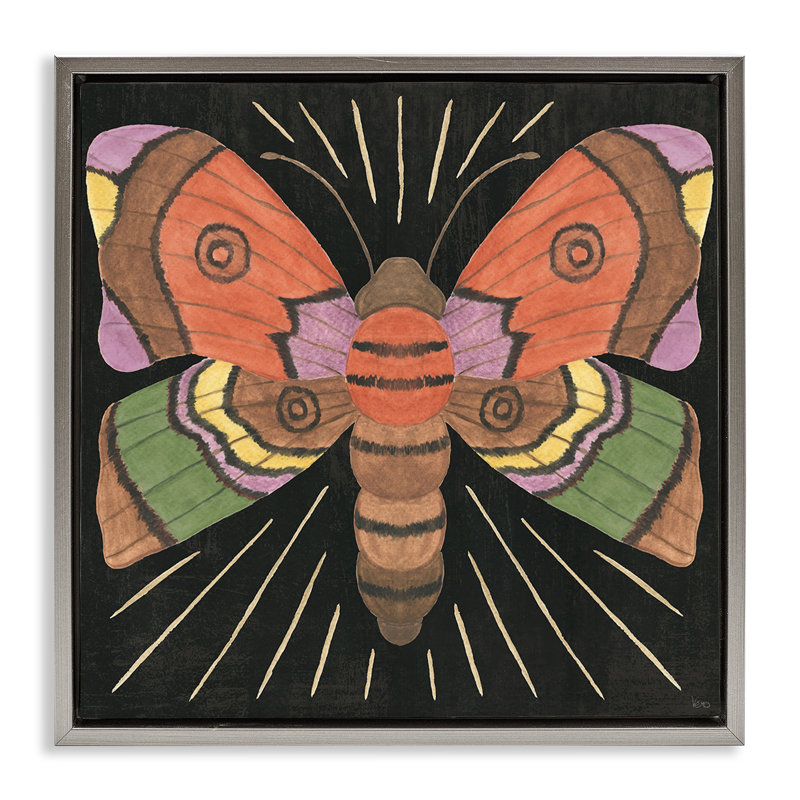 Art mural sur toile Spooky Chic Moth Floater par Veronique Charron, Cadre flottant gris lustré, H 25 po x l 25 po