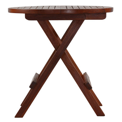 Magdy Round Teak Outdoor Folding Side Table