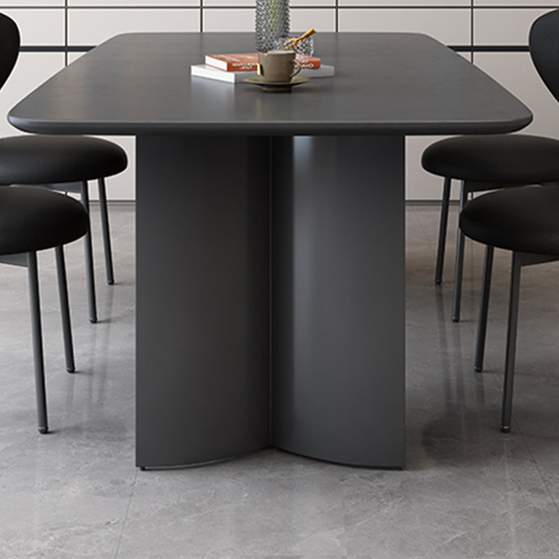 Luxury-style black granite dining table, 29.5"H x 70.8"L x 35.4"W