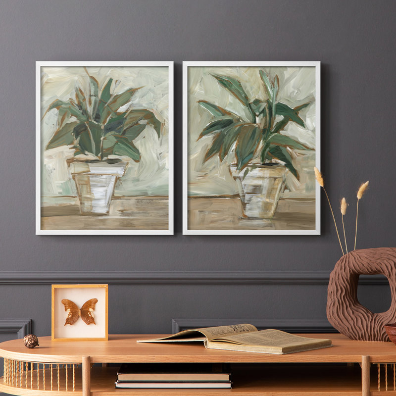 Impression impressionniste avec plante d'intérieur I-Premium - prête à être accrochée - aucun clou requis - aucun clou requis