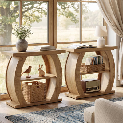 Table d'appoint à 3 niveaux pour salon, table de chevet en bois de style champêtre pour petits espaces