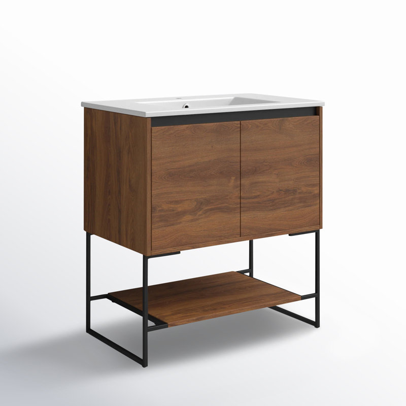 Ensemble de meuble-lavabo simple 30 po Fiquett, Noyer