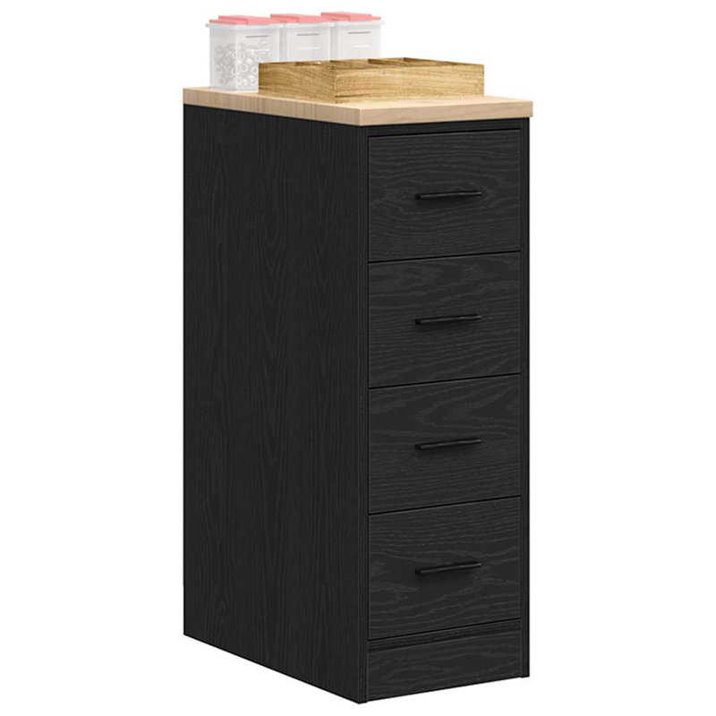 Solid Wood Single Storage Cabinet ( 85cm H x 30cm W x 51cm D), Black