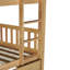 Lit superposé double en bois massif avec lit gigogne et échelle, convertible en 2 lits doubles et 1 lit gigogne simple-1173867847