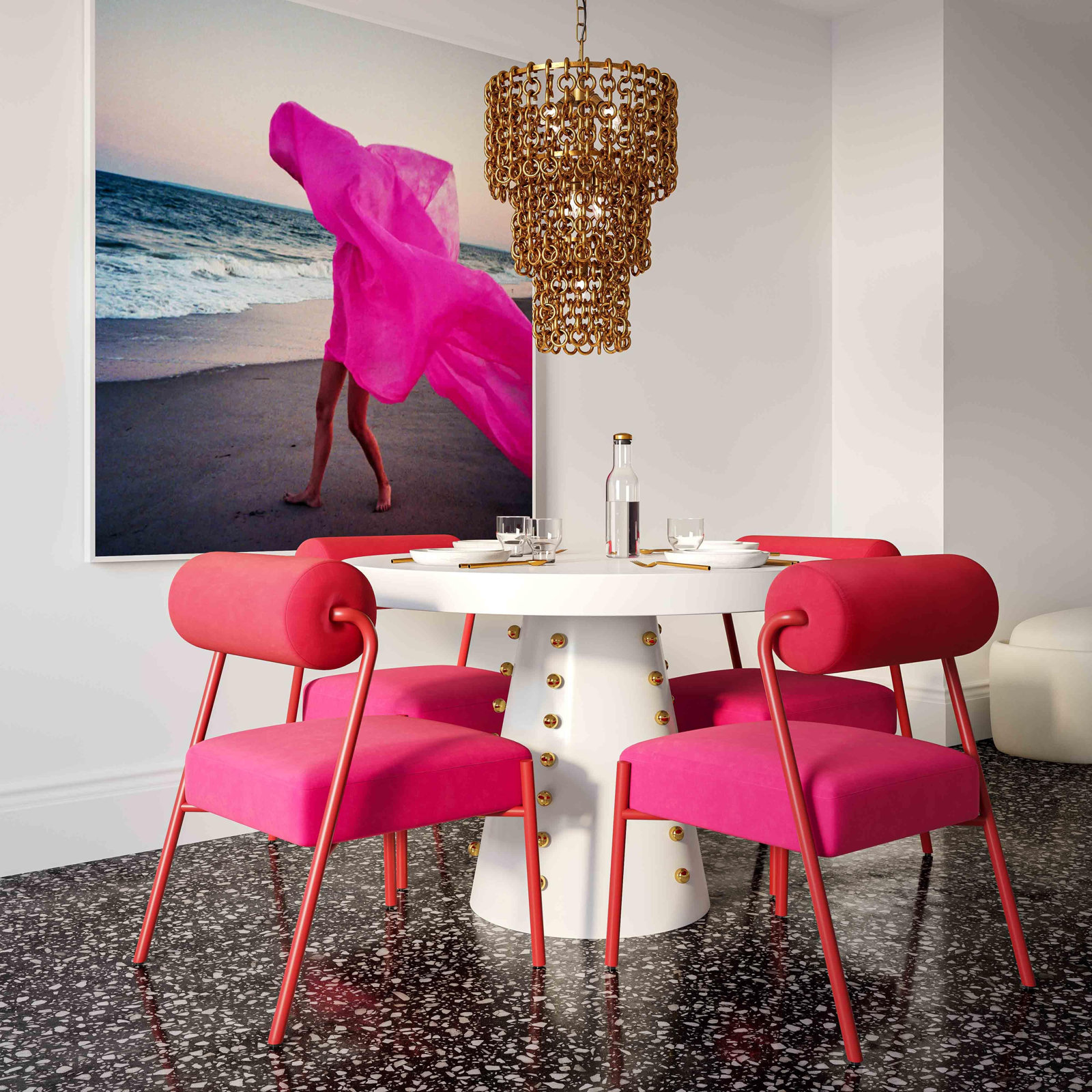 Grete 19.7'' H Velvet Upholstered Side Chair, Pink/Red, Red