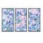 «Blue Leaves In Pink Chr Crystal Landscape», ensemble de 3 impressions sur toile à cadre flottant-1962682449-1962682448