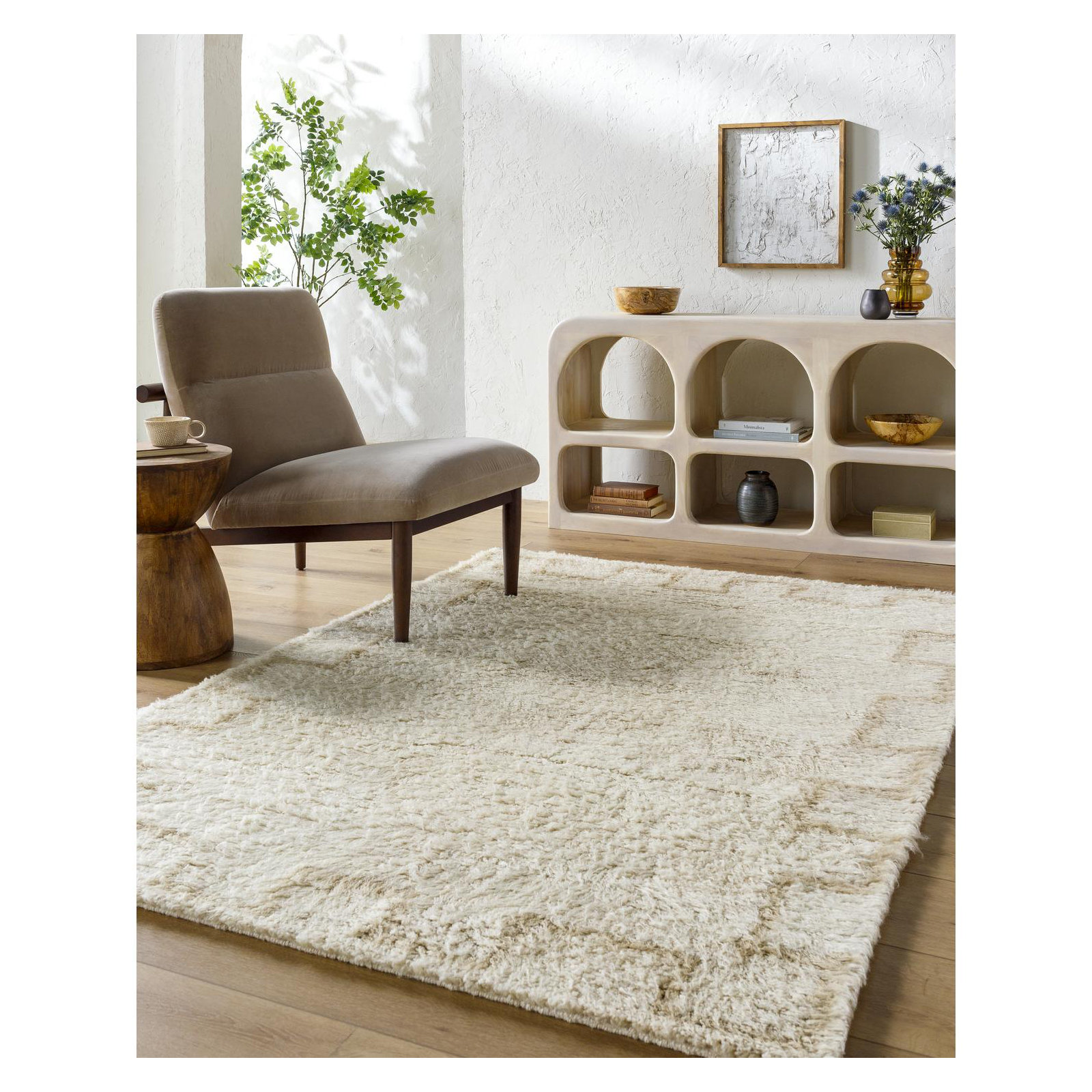 Anemone Hand Tufted Wool Ivory Rug, Rectangle 5' x 7'6"