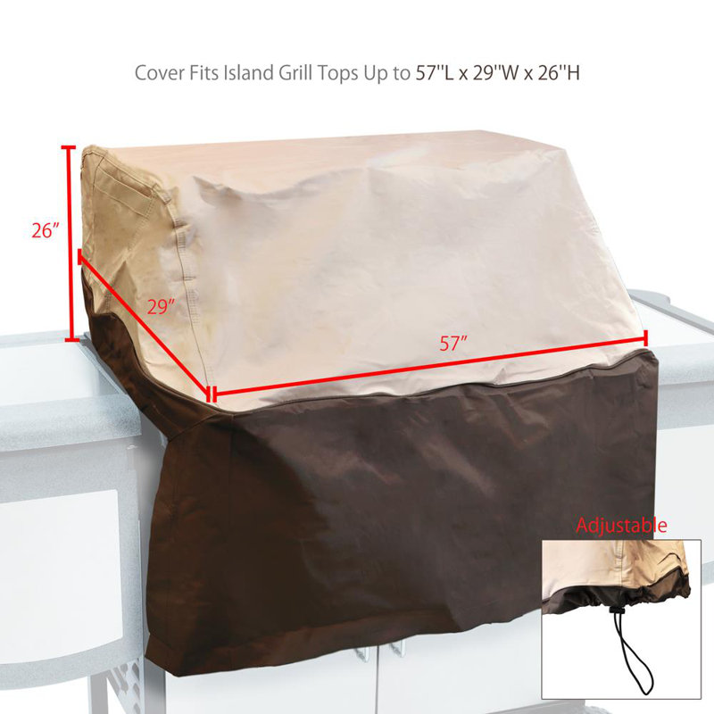 Beige and Brown PVC Grill Cover for Island Grill Top