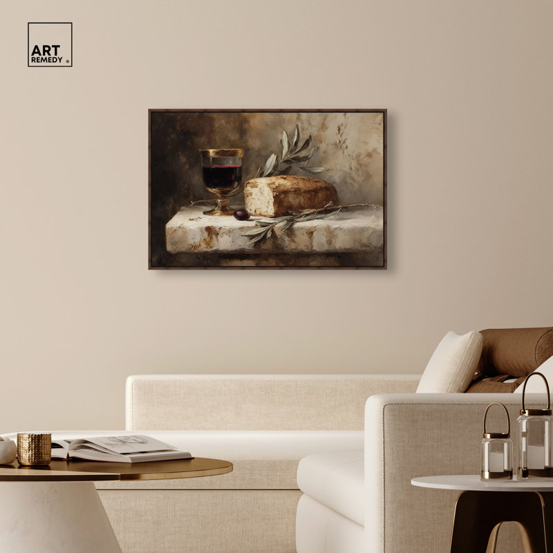  Art mural encadré Broken Bread II, cadre mural en noyer, 45 x 30, 31"H x 46"W, Walnut Frame